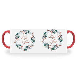 Artfia | Sell Custom Design Life Is Good | mug,design,designer,art,artwork,leaf,flower,flora,gift,white,red,quote,lifeisgood