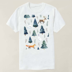 Artfia | Sell Custom Design Winter Forest | t-shirt,winter,forest,natural,nature,tree,leaf,animal,gift,christmas,white,green,design,designer,art,artwork,digitalart