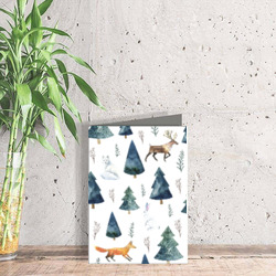 Artfia | Sell Custom Design Winter Forest | christmas,gift,card,winter,forest,tree,leaf,animal,white,green,design,designer,art,artwork,digitalart