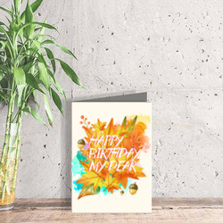 Artfia | Sell Custom Design Autumn Card | grunge|old|texture|vintage|aged|antique|wall|frame|material|wallpaper|paper|decoration|ancient|retro|floral|worn|damaged|graffito|leaf|border