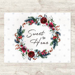 Artfia | Sell Custom Design Sweet Home | sweethome,christmas,gift,quote,postcard,flower,flora,nature,natural,green,red,white,digitalart,art,artwork,design,designer