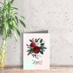 Artfia | Sell Custom Design Joyful | joyful,quote,card,christmas,art,artwork,design,designer,flower,flora,green,red,white,natural,nature,gift