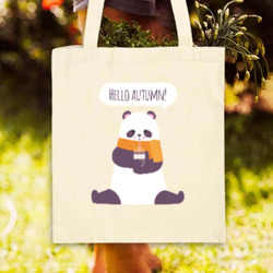 Artfia | Sell Custom Design Hello Autumn Cute Panda Tote Bag