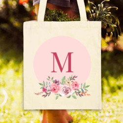 Artfia | Sell Custom Design Floral Initial Tote Bag